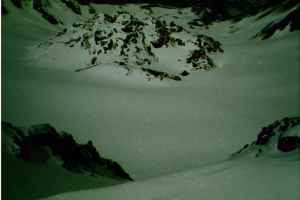 The view over the rim of Mt. St. Helens to the little pot-belly lava dome in the top center.